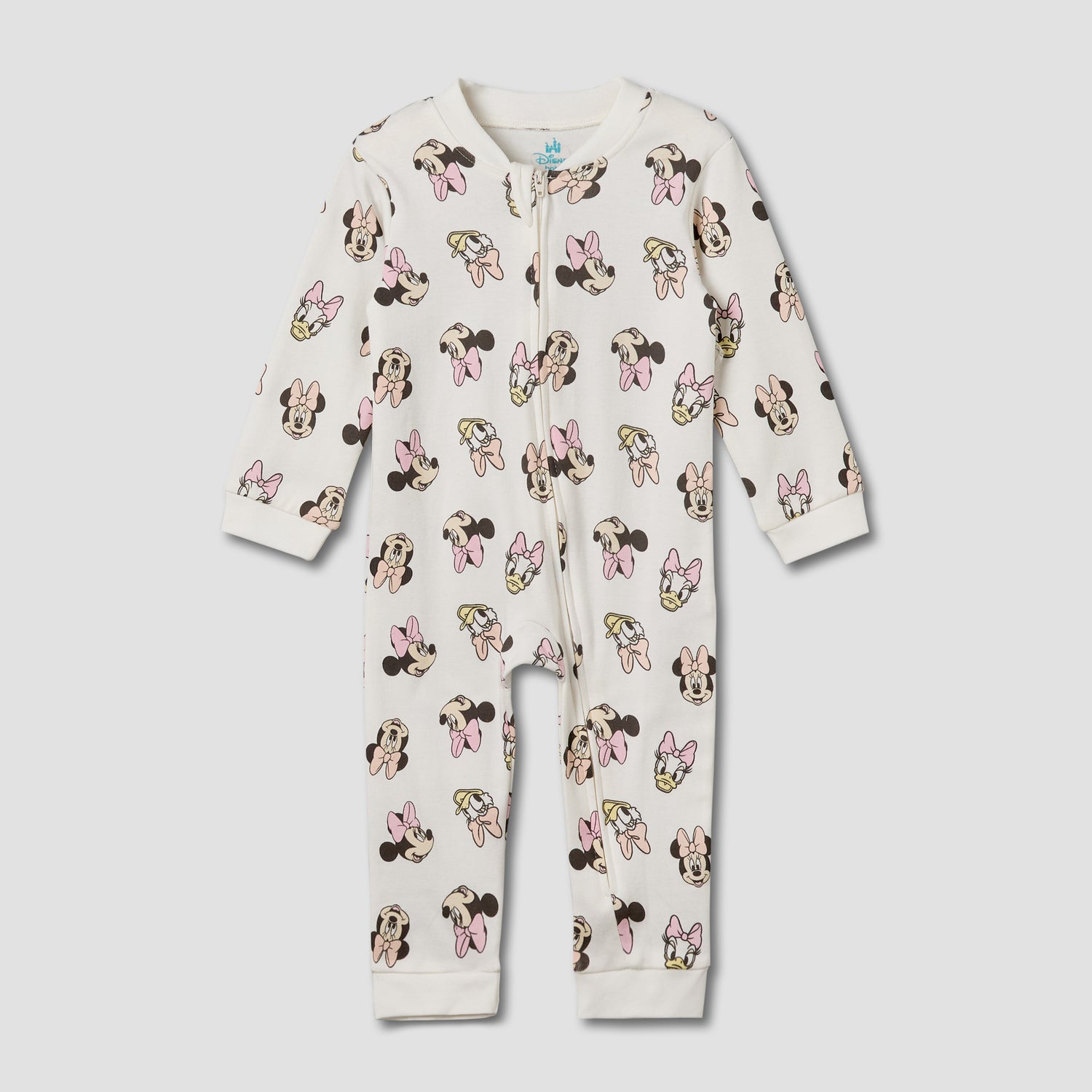 Pack of 3 Disney Cotton Mandarin Collar Long Sleeve Sleepsuit with Minnie Mouse and Daisy Duck Print