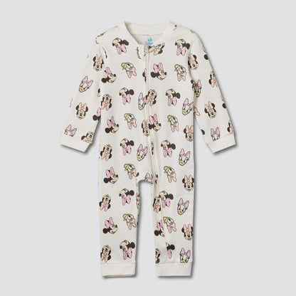 Pack of 3 Disney Cotton Mandarin Collar Long Sleeve Sleepsuit with Minnie Mouse and Daisy Duck Print