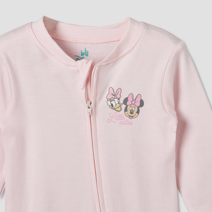 Pack of 3 Disney Cotton Mandarin Collar Long Sleeve Sleepsuit with Minnie Mouse and Daisy Duck Print