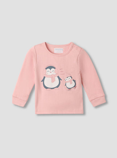 Juniors Pyjama Set with Penguin Applique - Cotton - Long Sleeves - Crew Neck-baby-girls-clothing-nightwear-pyjamasets-image-2