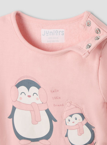 Juniors Pyjama Set with Penguin Applique - Cotton - Long Sleeves - Crew Neck-baby-girls-clothing-nightwear-pyjamasets-image-4