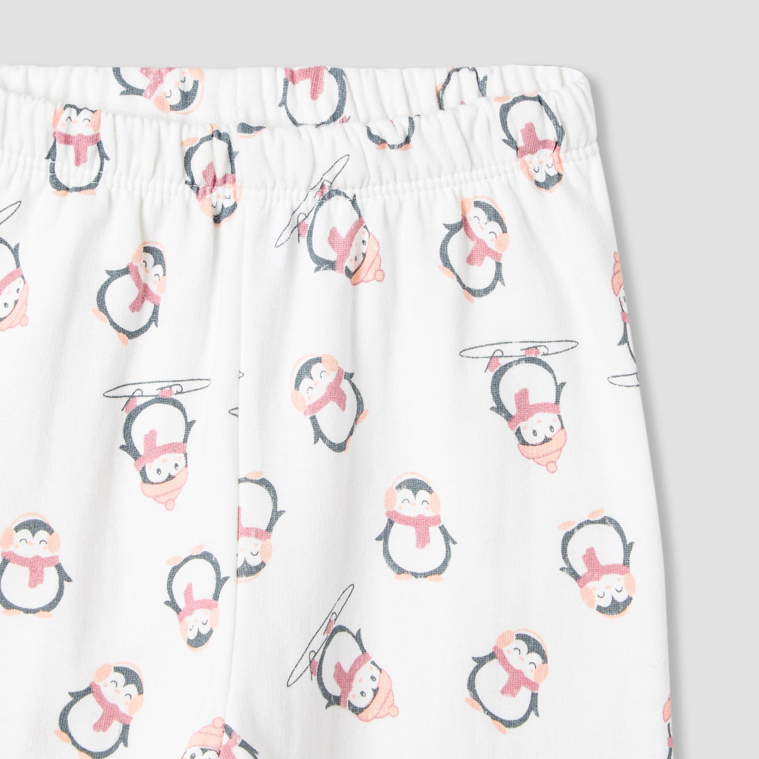 Juniors Pyjama Set with Penguin Applique - Cotton - Long Sleeves - Crew Neck