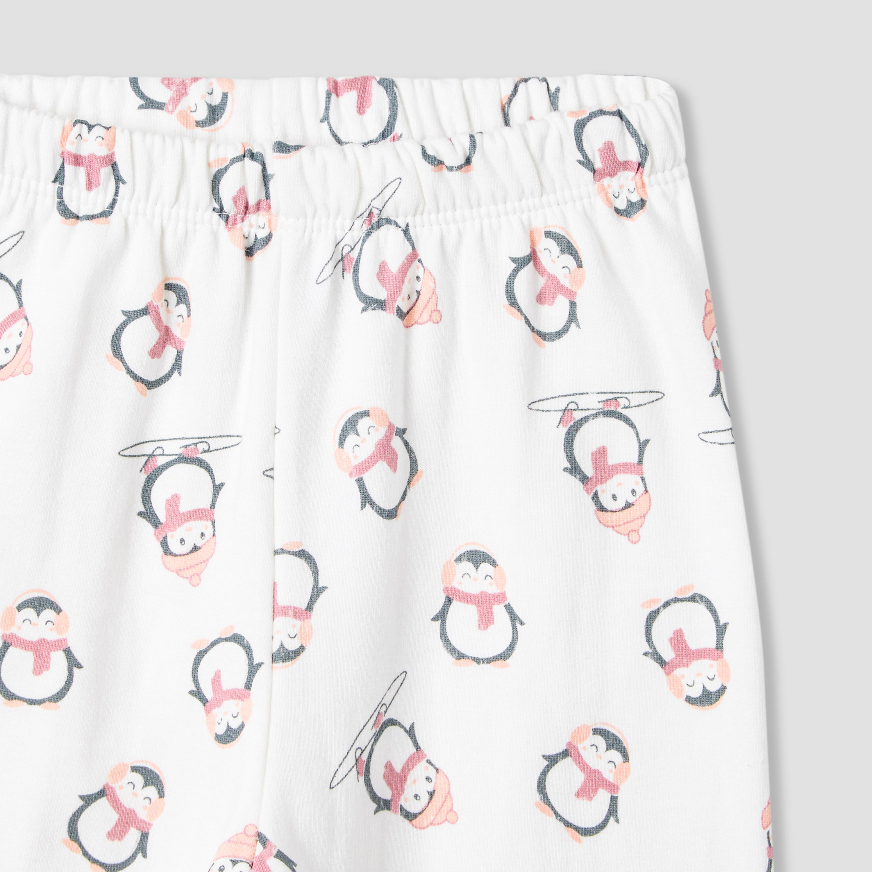 Juniors Pyjama Set with Penguin Applique - Cotton - Long Sleeves - Crew Neck