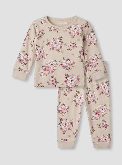 Juniors Pyjama Set with Floral Print - Cotton - Long Sleeves - Round Neck-baby-girls-clothing-nightwear-pyjamasets-image-1