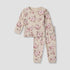 Juniors Pyjama Set with Floral Print - Cotton - Long Sleeves - Round Neck - Brown / 12-18 mths