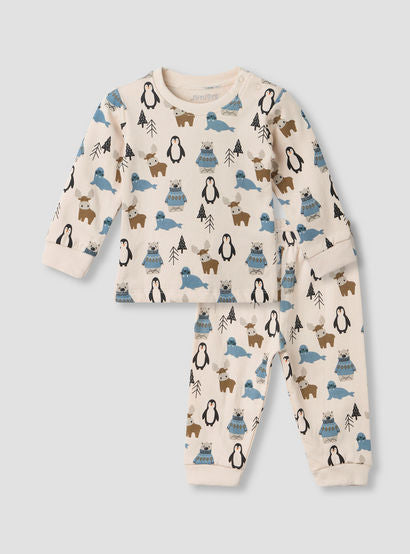 Juniors Pyjama Set with Arctic Animal Print - Cotton - Long Sleeves - Crew Neck-baby-boys-clothing-nightwear-pyjamasets-image-1