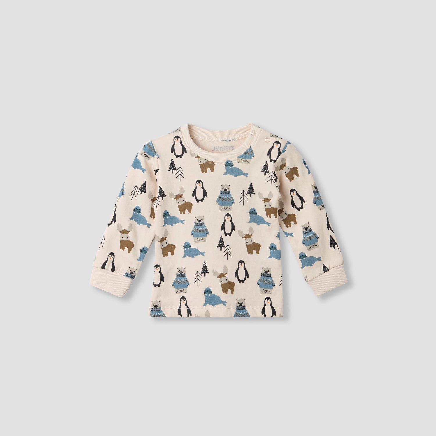 Juniors Pyjama Set with Arctic Animal Print - Cotton - Long Sleeves - Crew Neck
