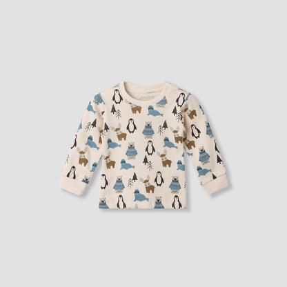 Juniors Pyjama Set with Arctic Animal Print - Cotton - Long Sleeves - Crew Neck