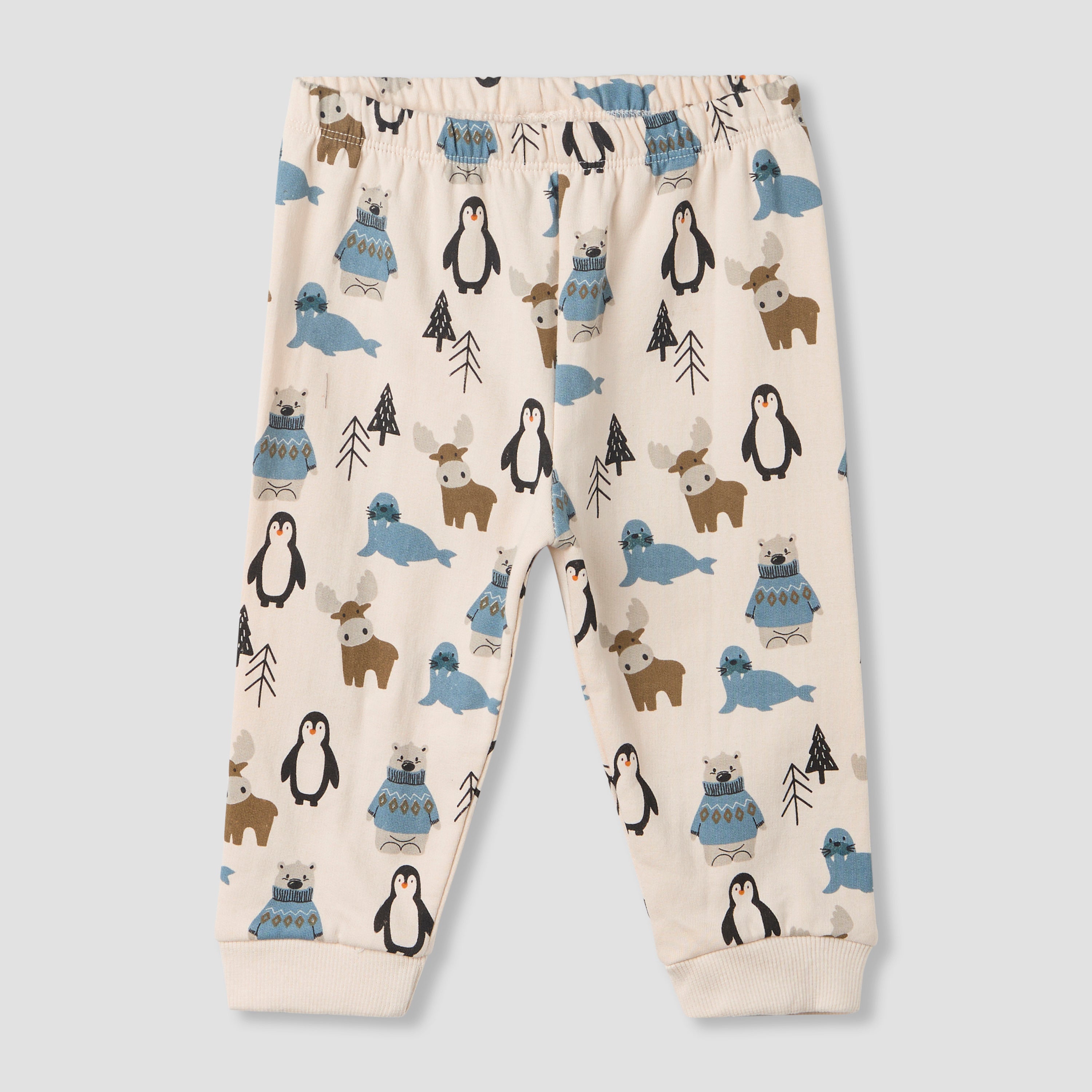 Juniors Pyjama Set with Arctic Animal Print - Cotton - Long Sleeves - Crew Neck