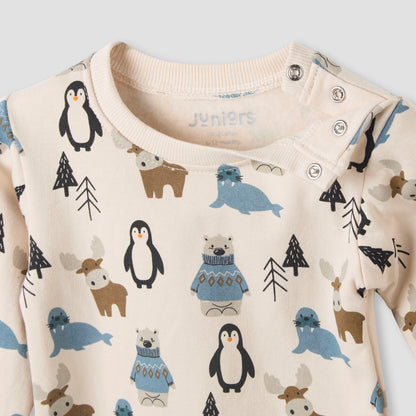 Juniors Pyjama Set with Arctic Animal Print - Cotton - Long Sleeves - Crew Neck