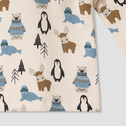 Juniors Pyjama Set with Arctic Animal Print - Cotton - Long Sleeves - Crew Neck