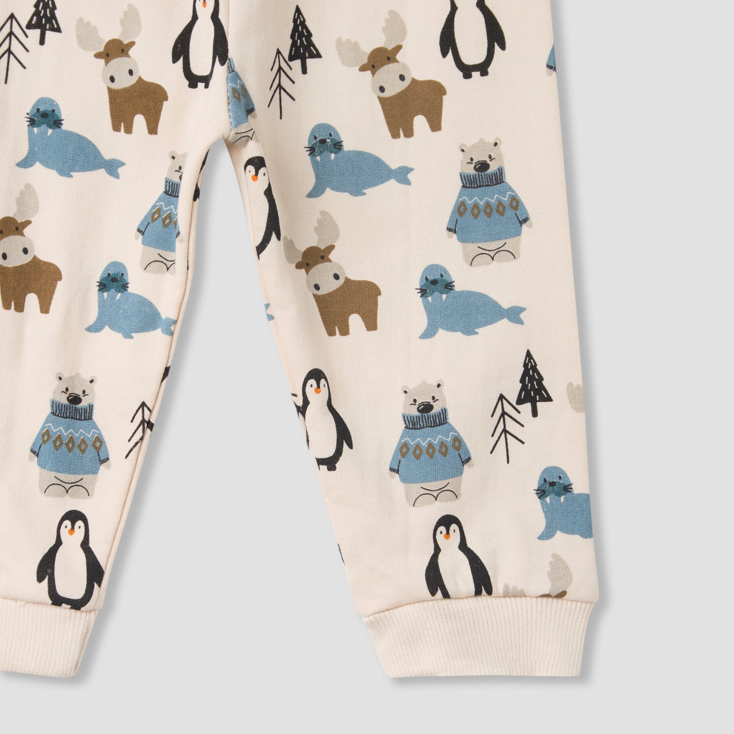 Juniors Pyjama Set with Arctic Animal Print - Cotton - Long Sleeves - Crew Neck