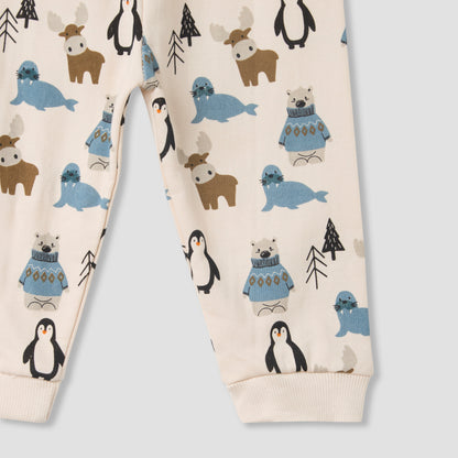 Juniors Pyjama Set with Arctic Animal Print - Cotton - Long Sleeves - Crew Neck