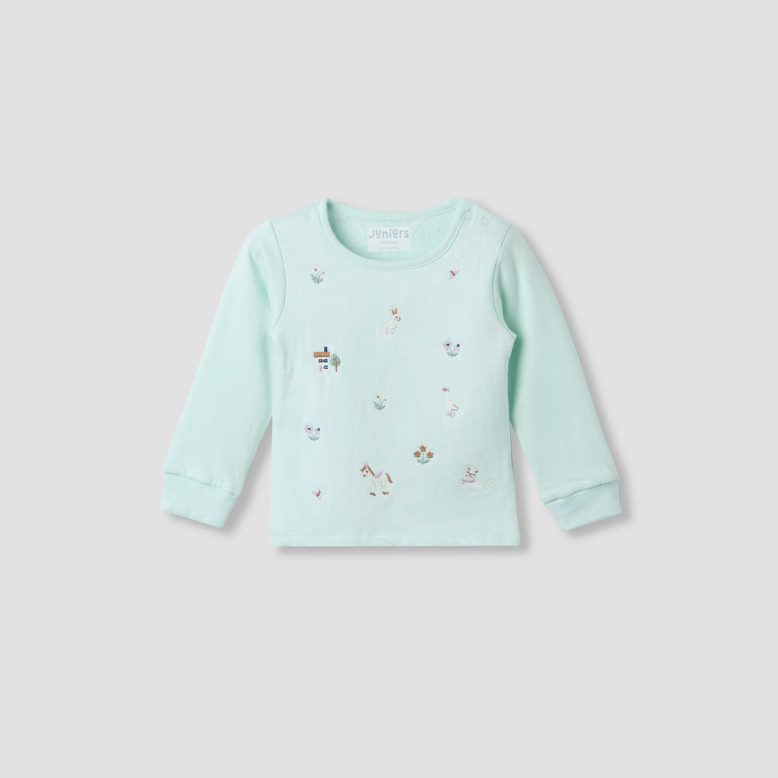 Juniors Pyjama Set with Embroidery - Cotton - Long Sleeves - Round Neck