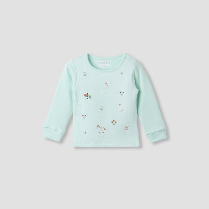 Juniors Pyjama Set with Embroidery - Cotton - Long Sleeves - Round Neck