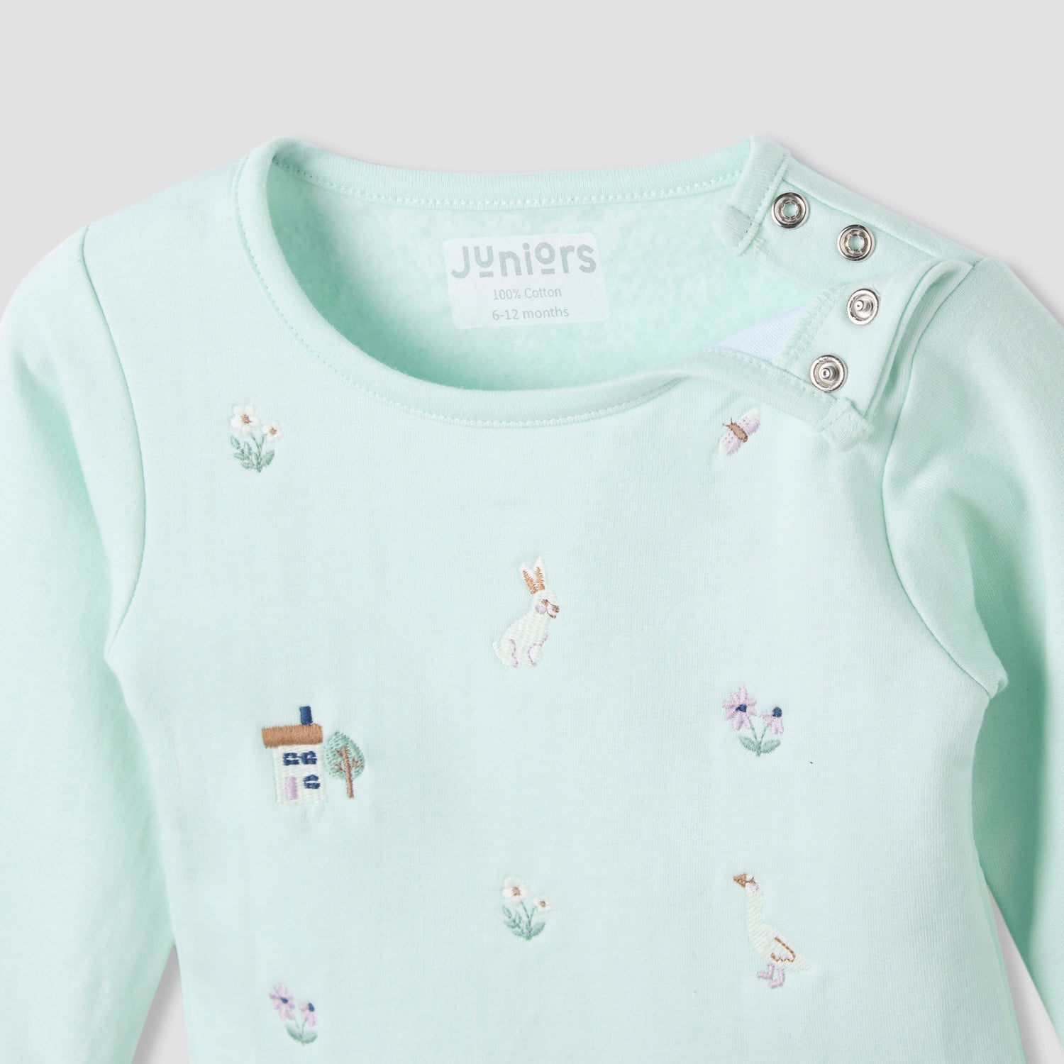 Juniors Pyjama Set with Embroidery - Cotton - Long Sleeves - Round Neck
