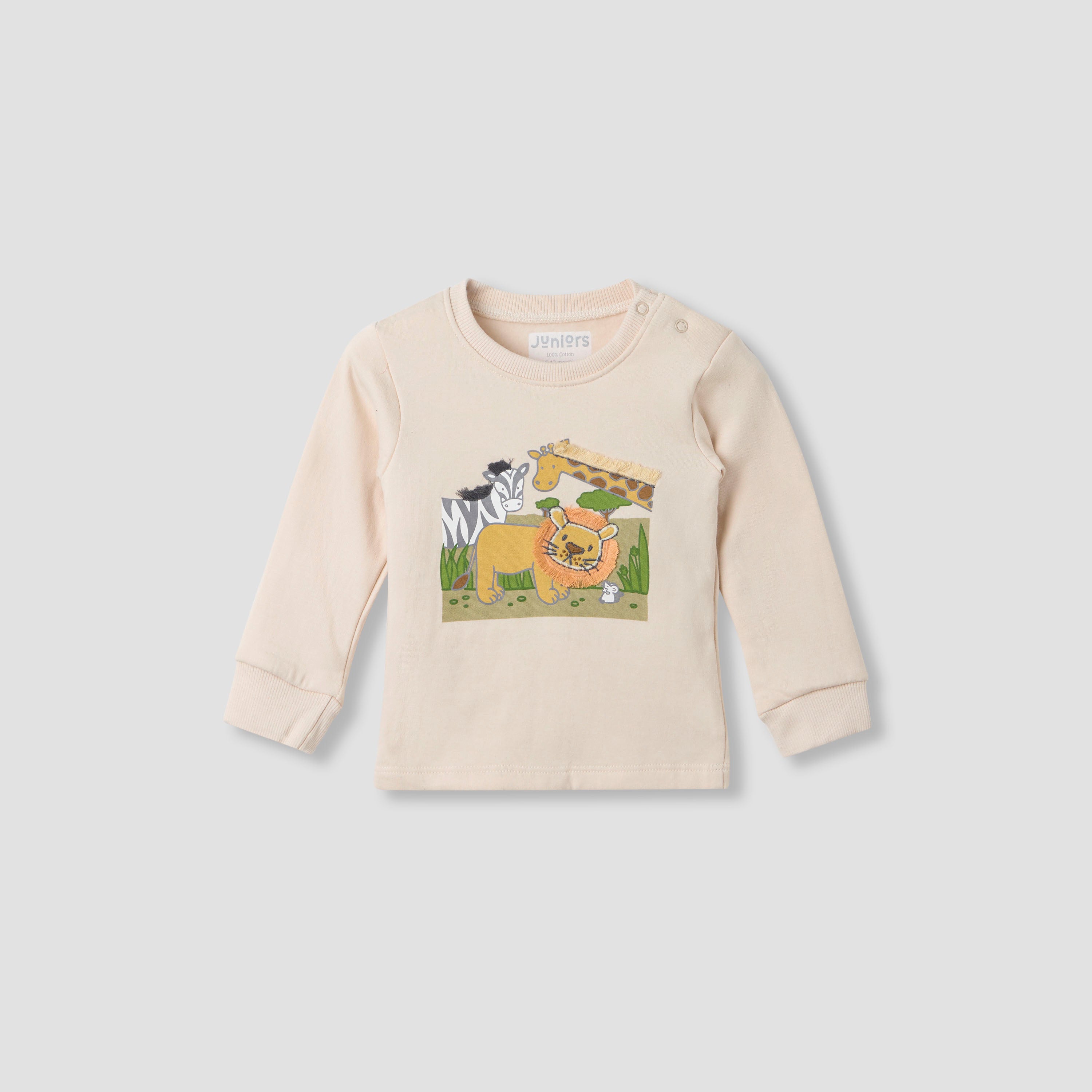Juniors Pyjama Set with Animal Applique Detail - Cotton - Long Sleeves - Crew Neck