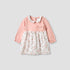 Juniors Peter Pan Collar Long Sleeves Dress with Floral Print - Pink / 9-12 mths
