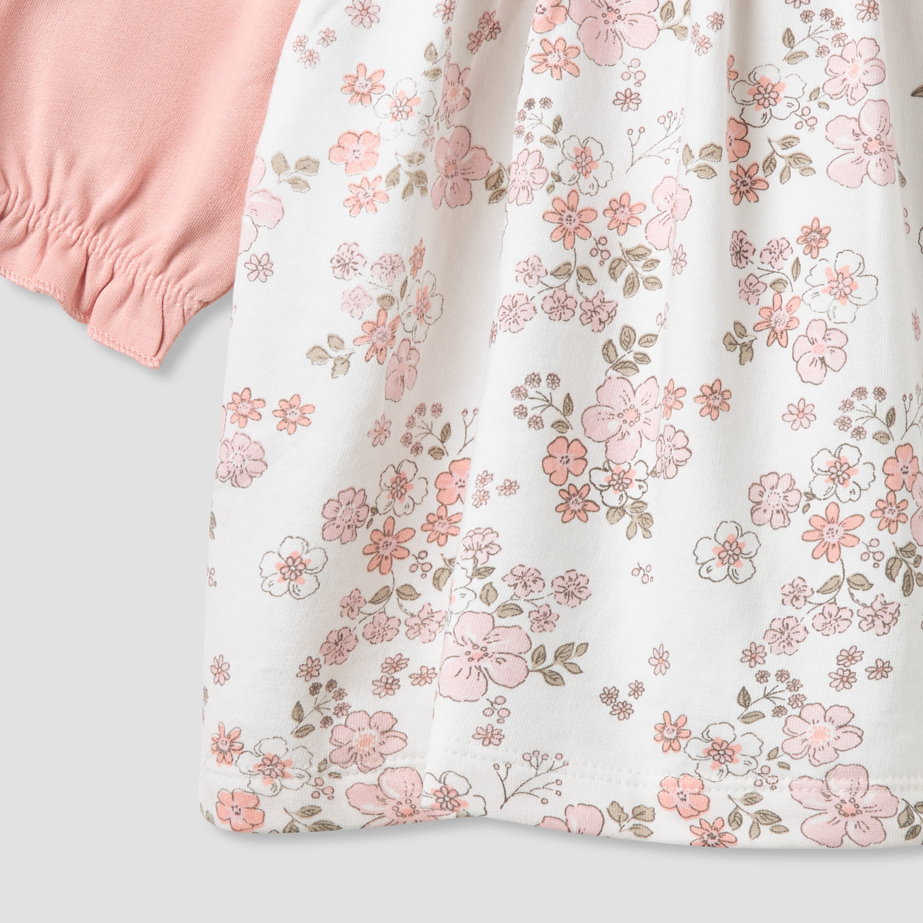 Juniors Peter Pan Collar Long Sleeves Dress with Floral Print