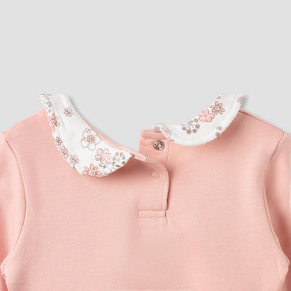 Juniors Peter Pan Collar Long Sleeves Dress with Floral Print