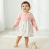Juniors Peter Pan Collar Long Sleeves Dress with Floral Print - Pink / 9-12 mths