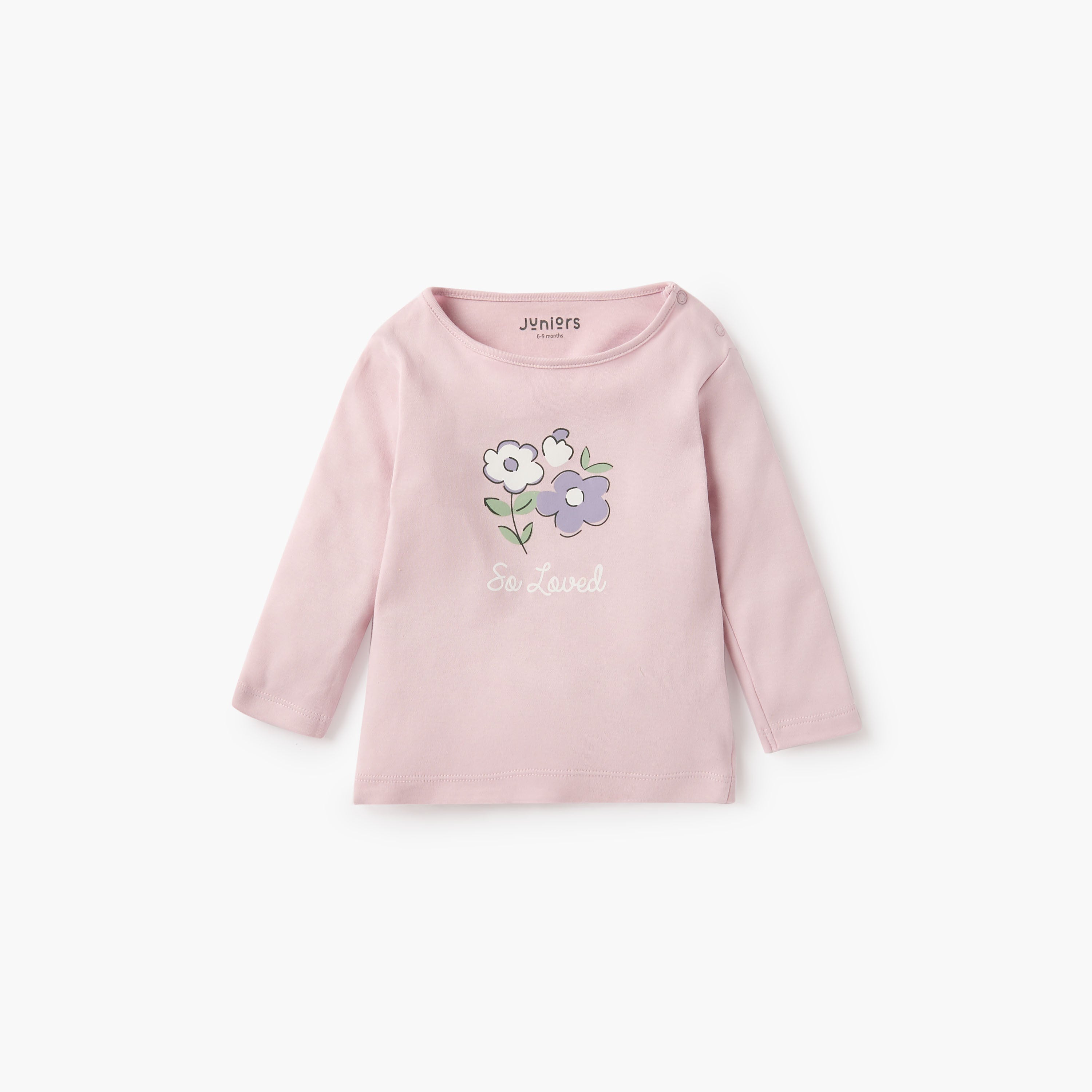 Juniors Floral Print T-shirt with Long Sleeves - Set of 2