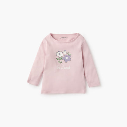 Juniors Floral Print T-shirt with Long Sleeves - Set of 2