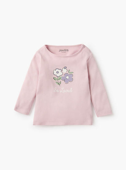 Juniors Floral Print T-shirt with Long Sleeves - Set of 2-baby-girls-clothing-nightwear-pyjamasets-image-2