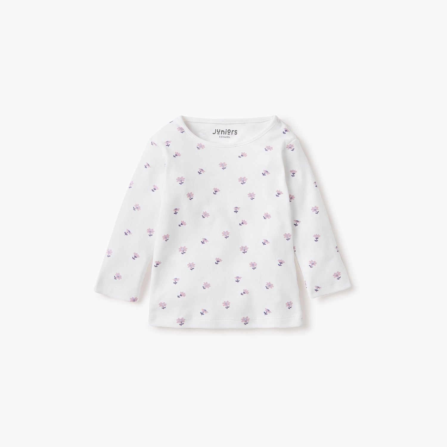 Juniors Floral Print T-shirt with Long Sleeves - Set of 2