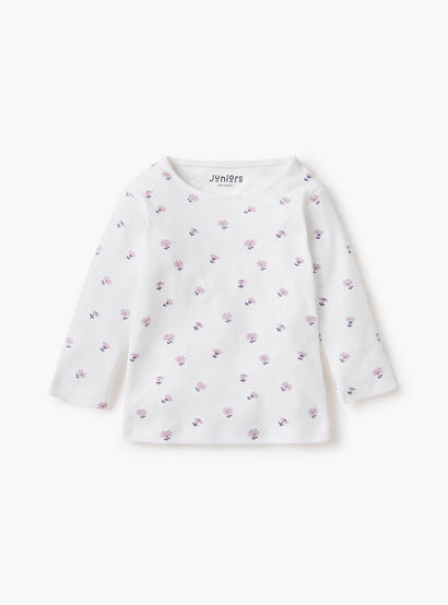 Juniors Floral Print T-shirt with Long Sleeves - Set of 2-baby-girls-clothing-nightwear-pyjamasets-image-3