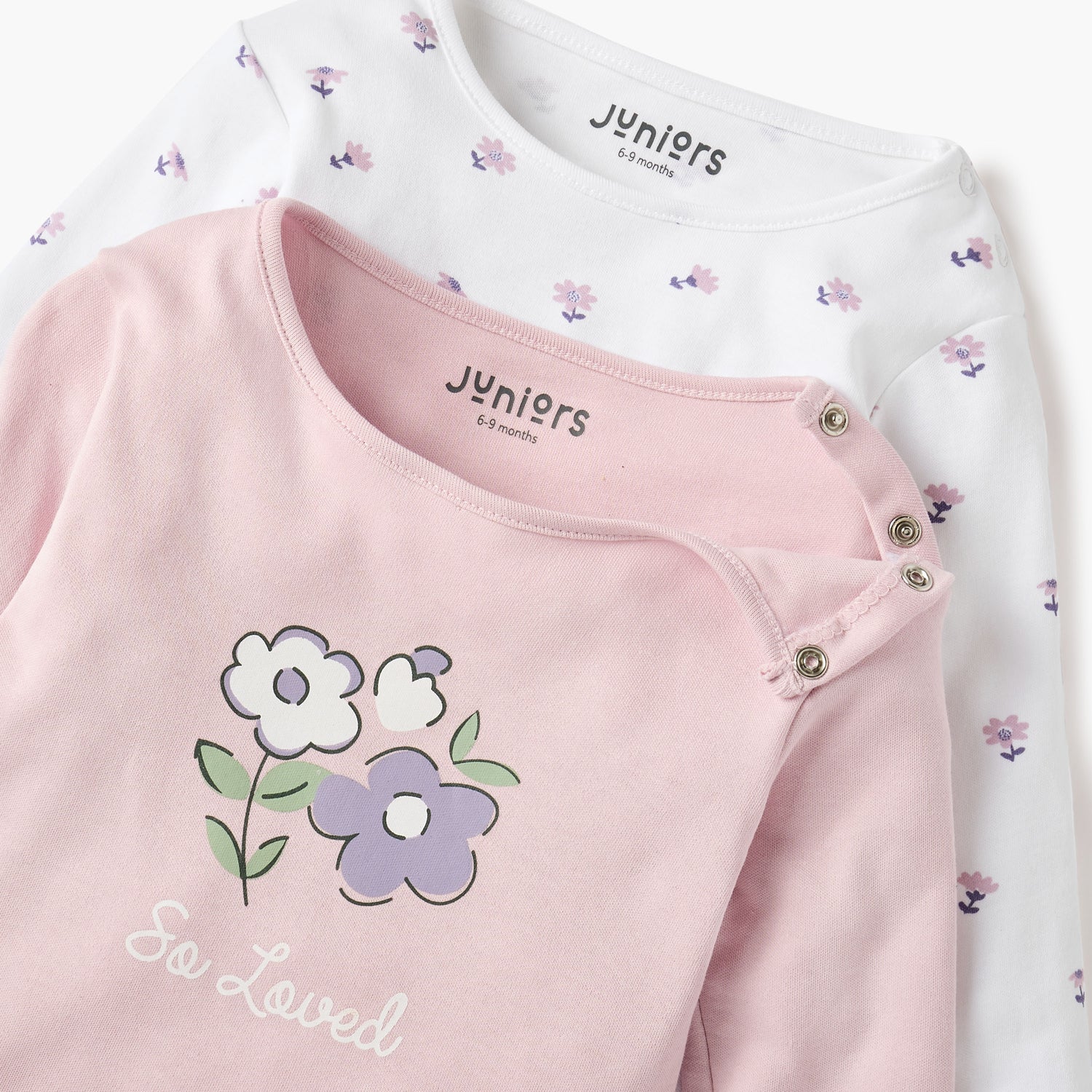 Juniors Floral Print T-shirt with Long Sleeves - Set of 2