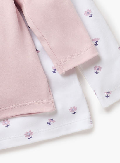 Juniors Floral Print T-shirt with Long Sleeves - Set of 2-baby-girls-clothing-nightwear-pyjamasets-image-5