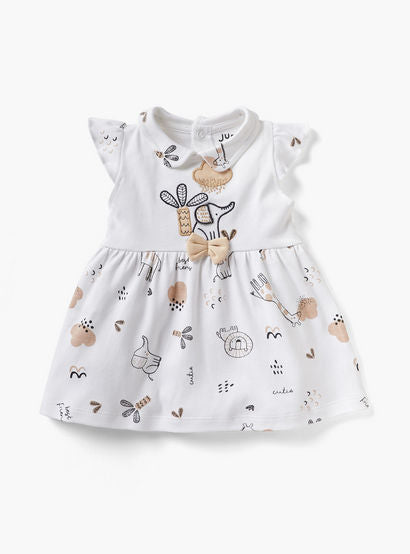 Juniors Animal Print A-line Dress with Collar and Short Sleeves-baby-girls-clothing-dressesandjumpsuits-image-1