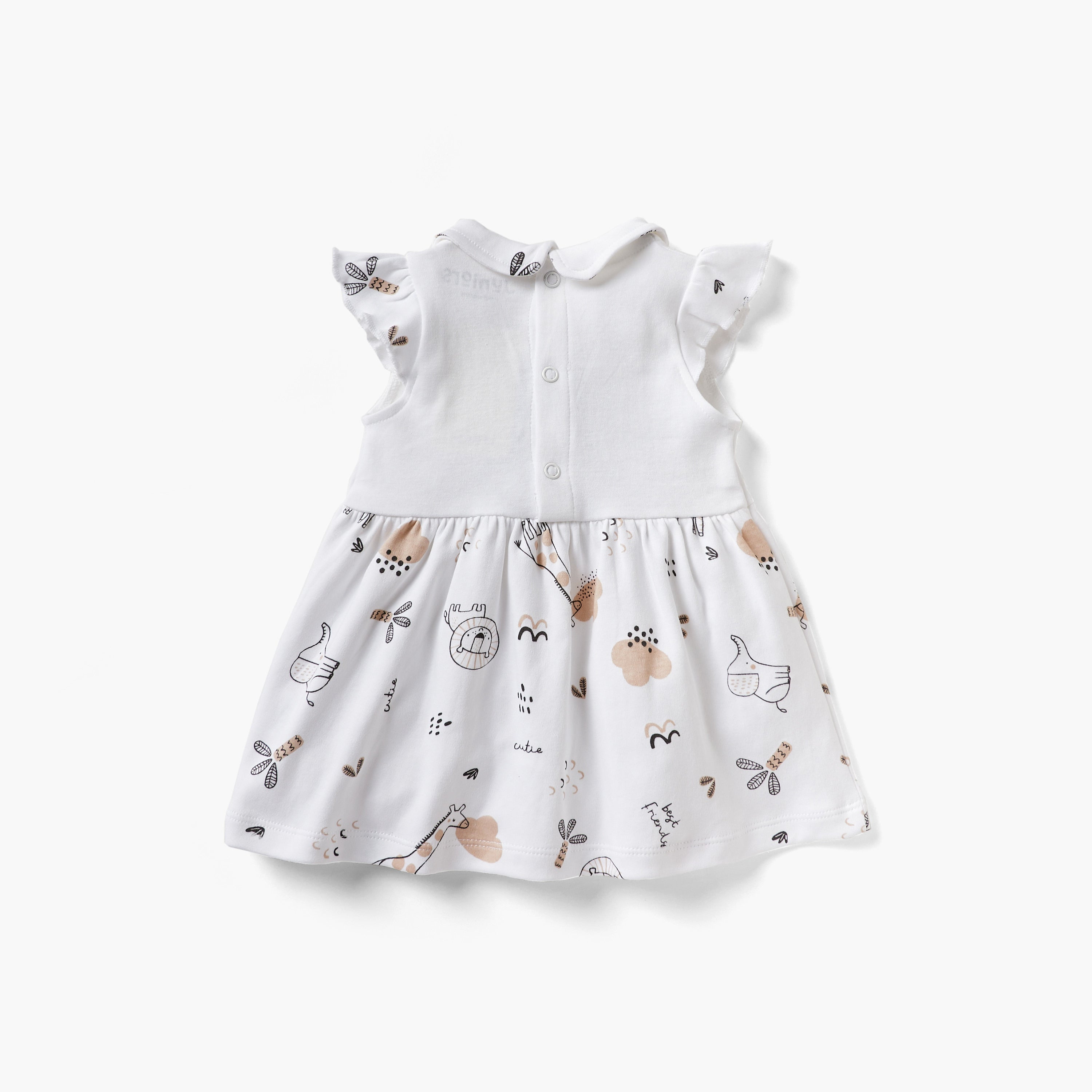 Juniors Animal Print A-line Dress with Collar and Short Sleeves