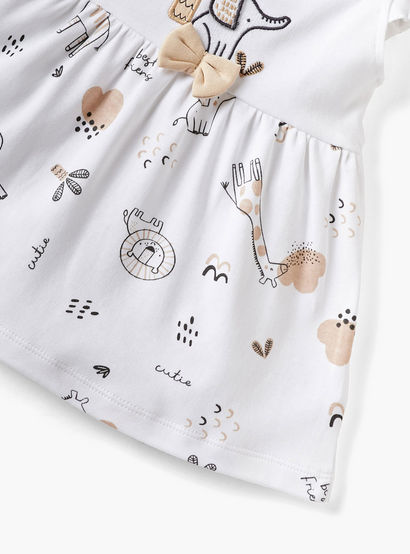 Juniors Animal Print A-line Dress with Collar and Short Sleeves-baby-girls-clothing-dressesandjumpsuits-image-4