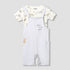 Juniors Boys Dungaree and T-shirt Set with Snap Button Closure - Cotton - Short Sleeve - Round Neck - Multicolour / 12-18 mths