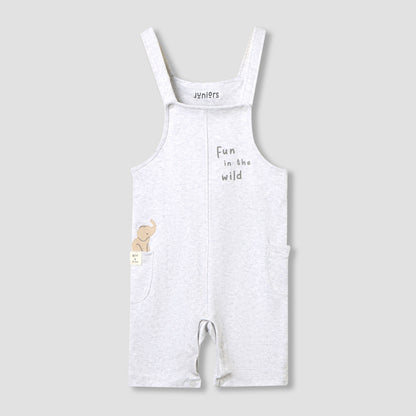 Juniors Boys Dungaree and T-shirt Set with Snap Button Closure - Cotton - Short Sleeve - Round Neck