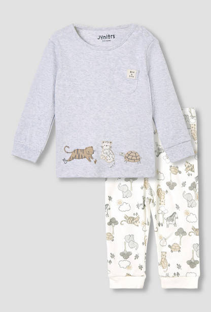 Juniors Pyjama Set with Safari Print - Cotton - Long Sleeves - Round Neck-undefined-image-1