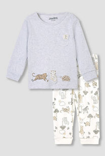 Juniors Pyjama Set with Safari Print - Cotton - Long Sleeves - Round Neck-undefined-image-1