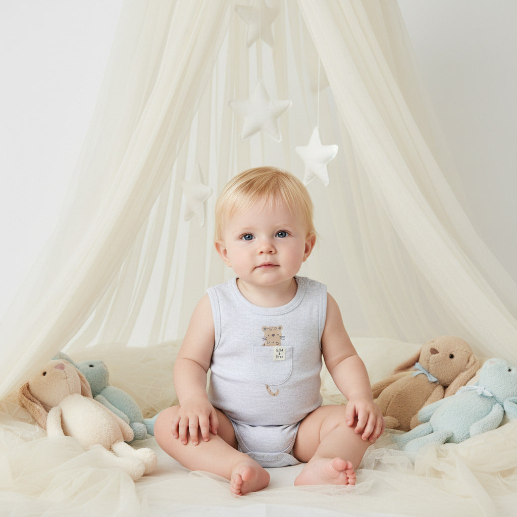 Juniors Printed Sleeveless Bodysuit with Snap Button Closure