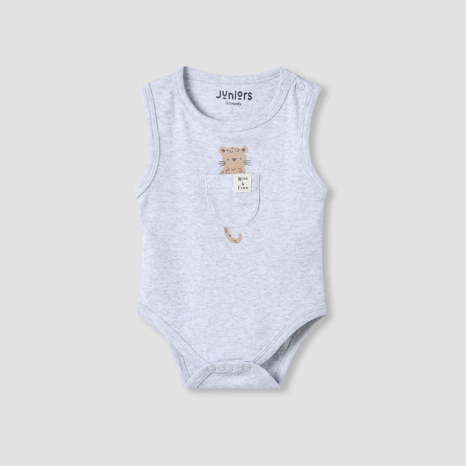 Juniors Printed Sleeveless Bodysuit with Snap Button Closure