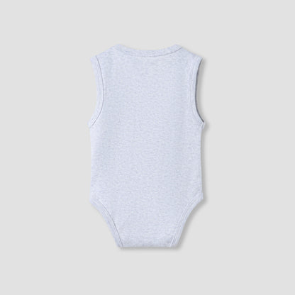 Juniors Printed Sleeveless Bodysuit with Snap Button Closure