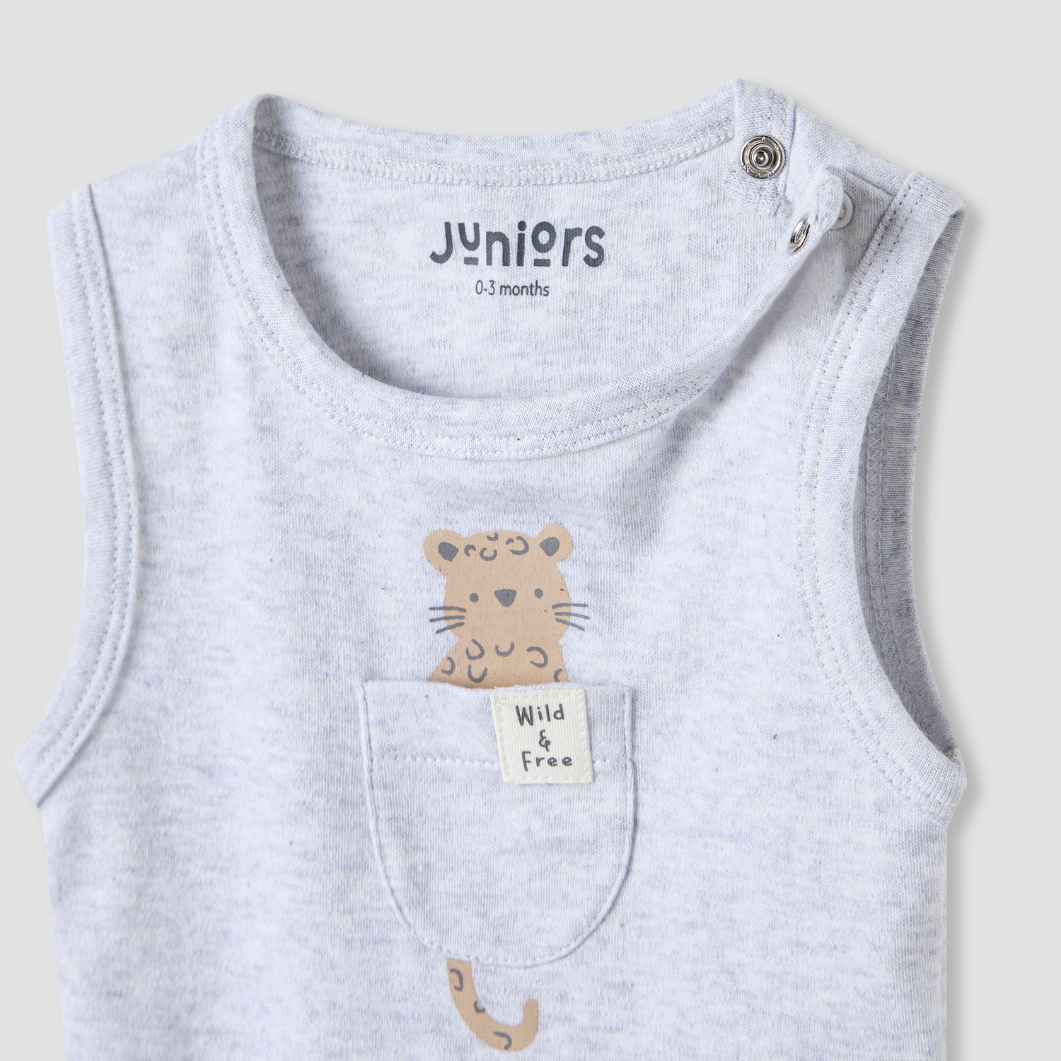 Juniors Printed Sleeveless Bodysuit with Snap Button Closure