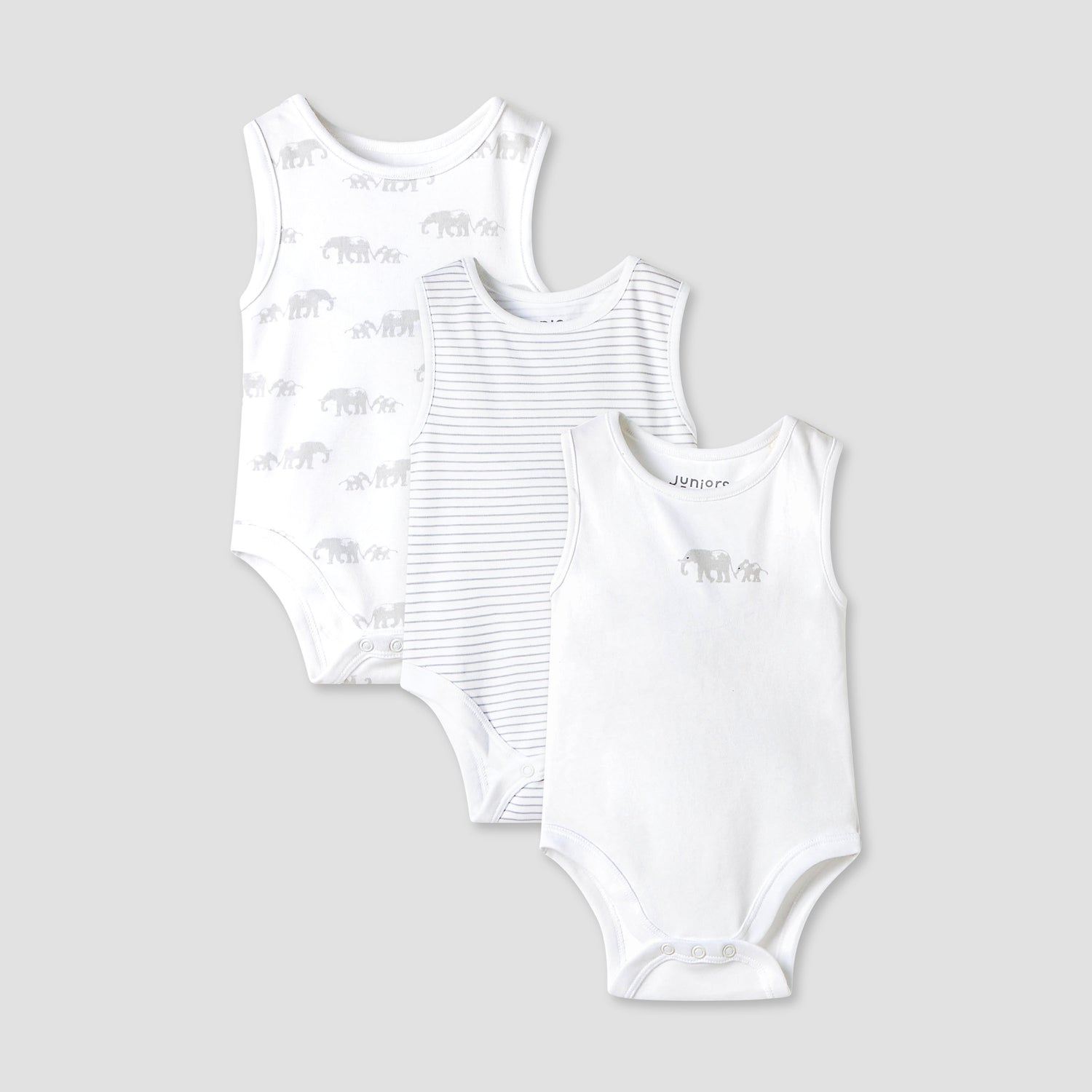 Juniors Printed Sleeveless Bodysuit - Set of 3 - Grey / 18-24 mths