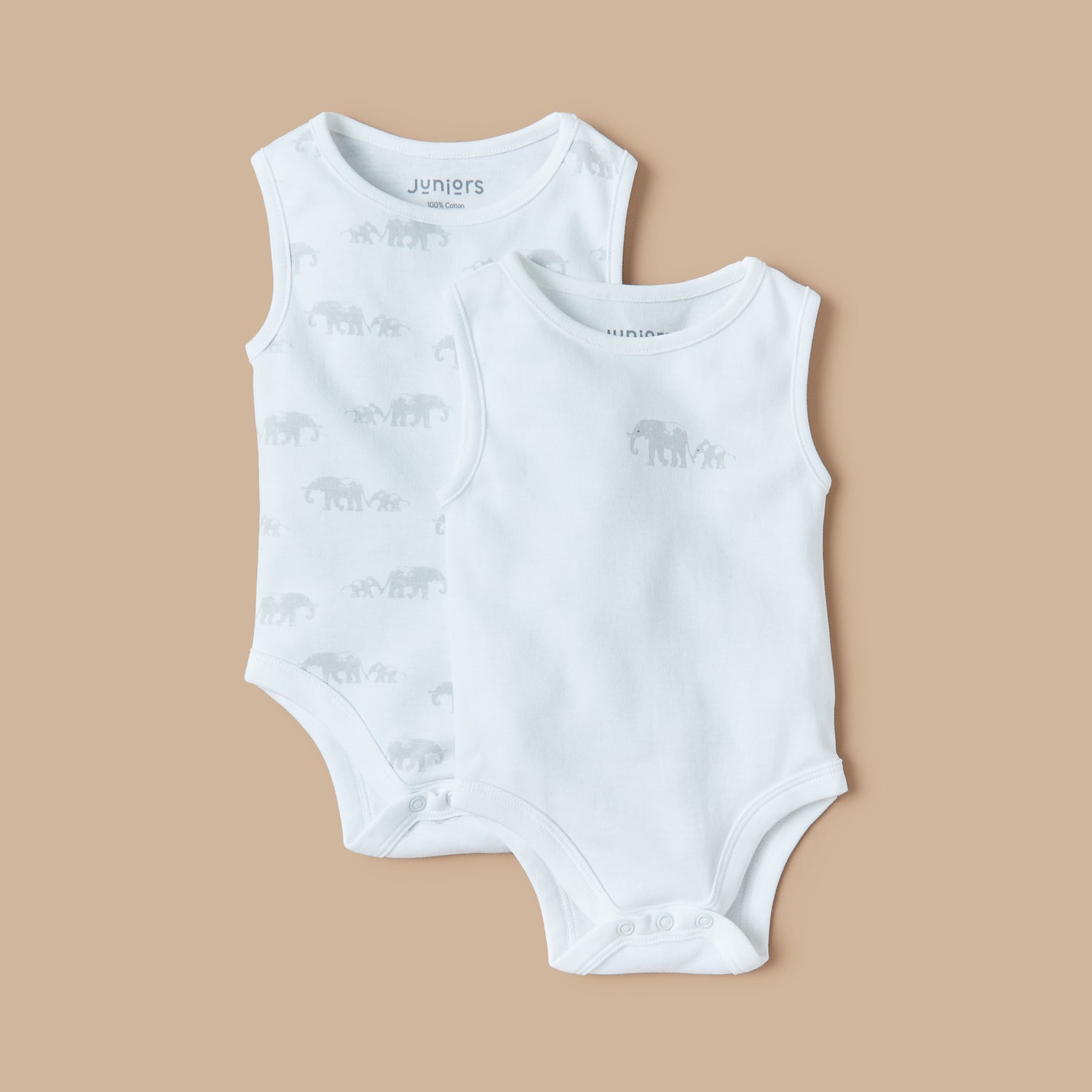 Juniors Printed Sleeveless Bodysuit - Set of 2 - White / 18-24 mths
