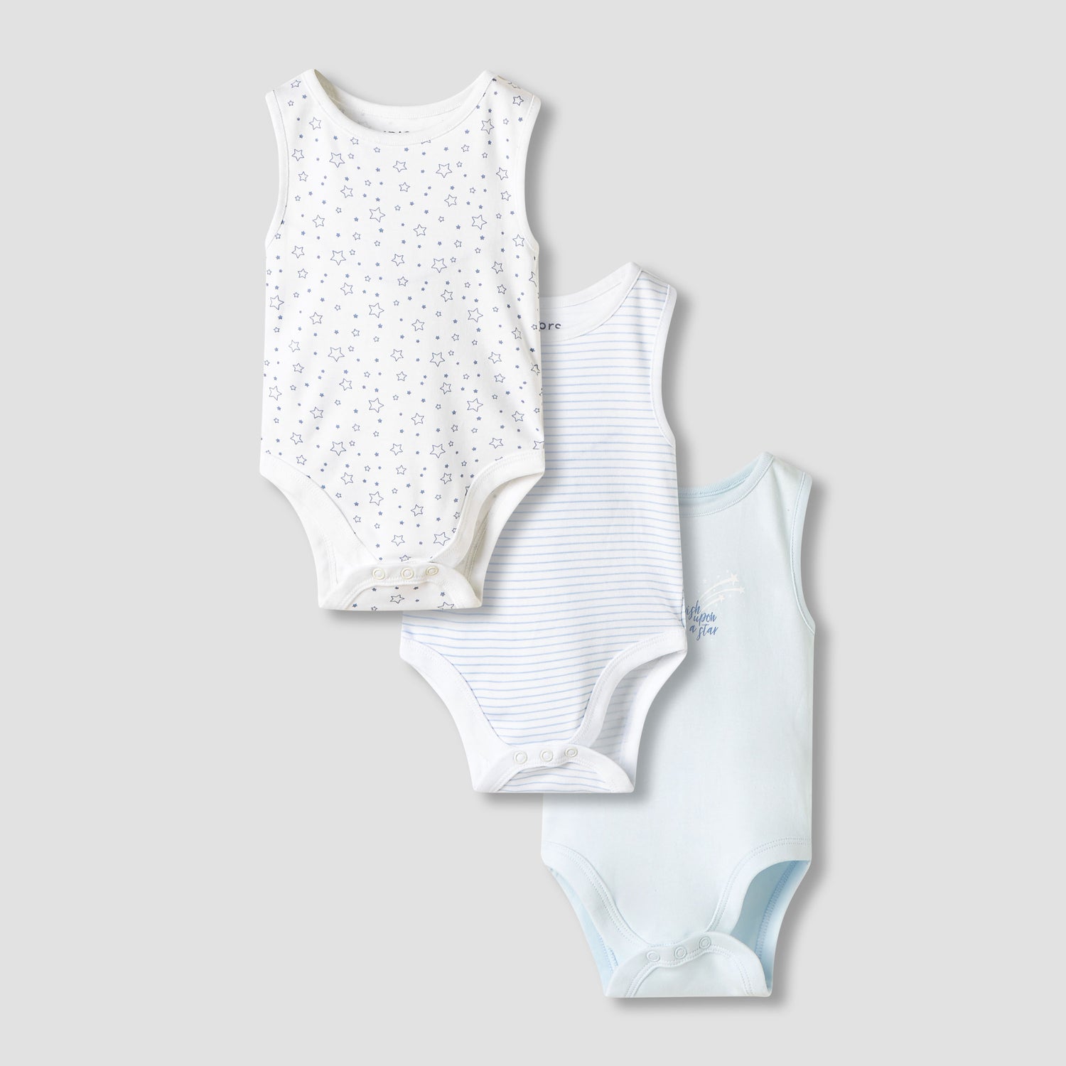 Juniors Printed Sleeveless Bodysuit - Set of 3 - Blue / 12-18 mths