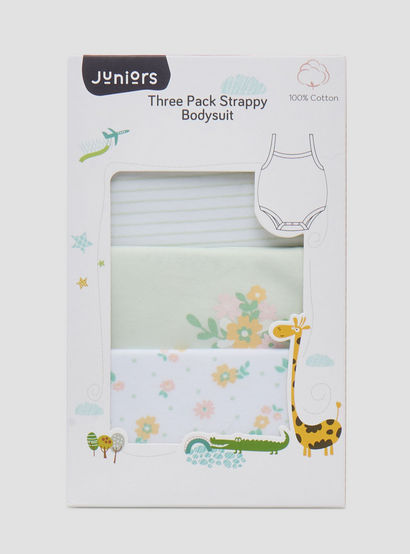 Juniors Printed Strappy Bodysuit - Set of 3-baby-girls-clothing-bodysuits-image-7