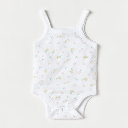 Juniors Floral Print Sleeveless Cotton Bodysuit - Set of 2