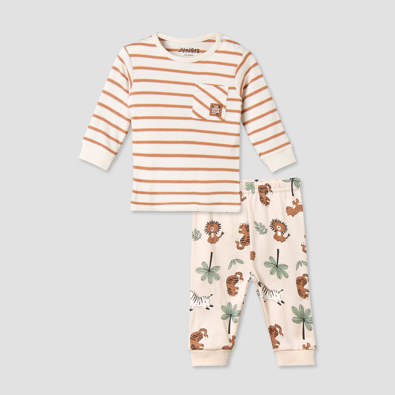 Juniors Cotton Long Sleeves Pyjama Set with Bunny Applique