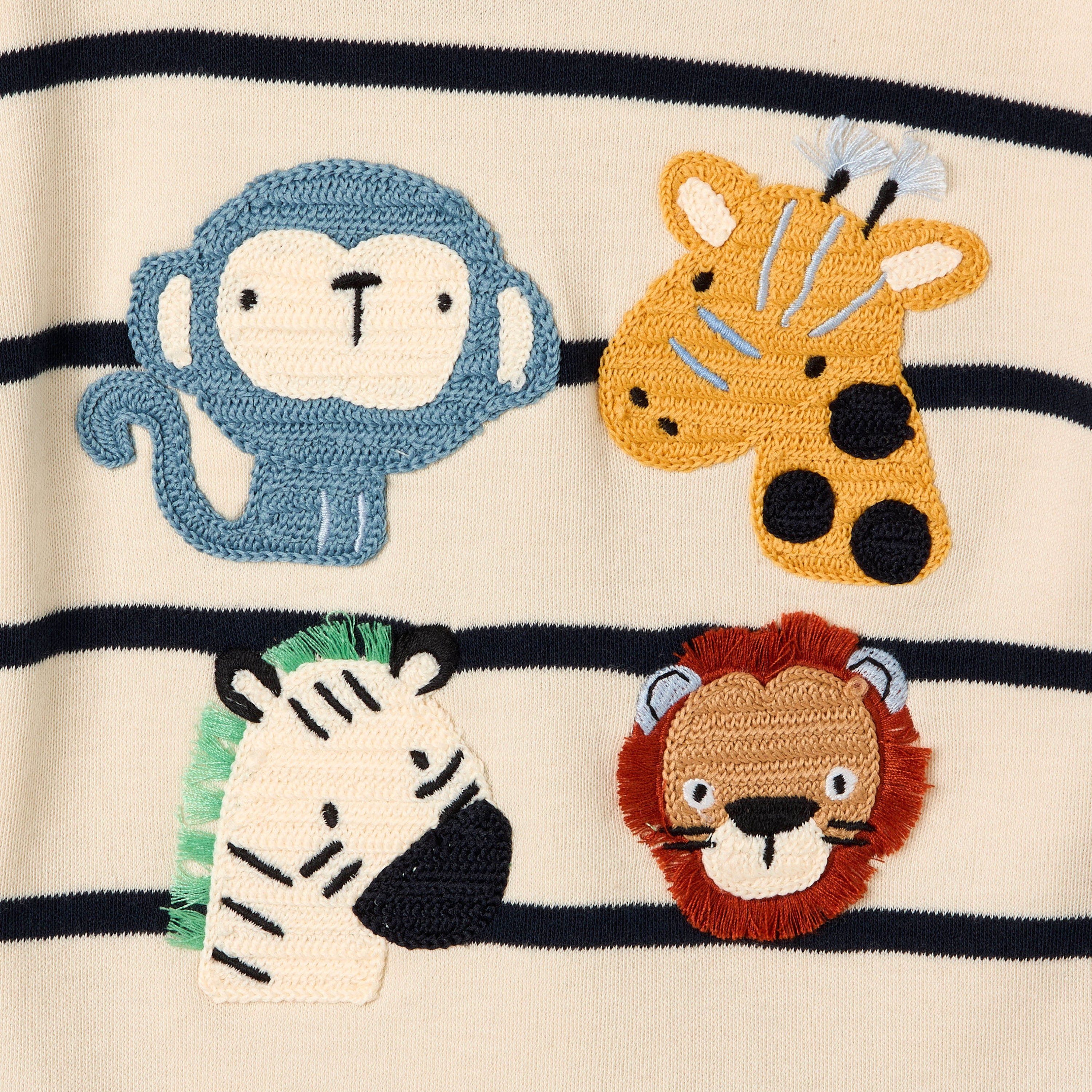 Juniors Cotton Long Sleeves Pyjama Set with Animal Applique
